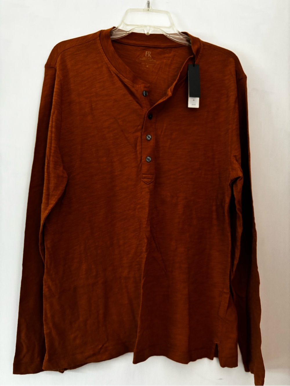 Men's Banana Republic Long Sleeve Henley Shirt - Rust Brown
